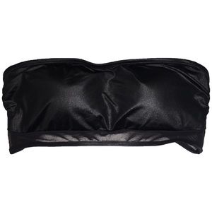 BLACK STRAPLESS BIKINI TOP WITH MESH DETAIL